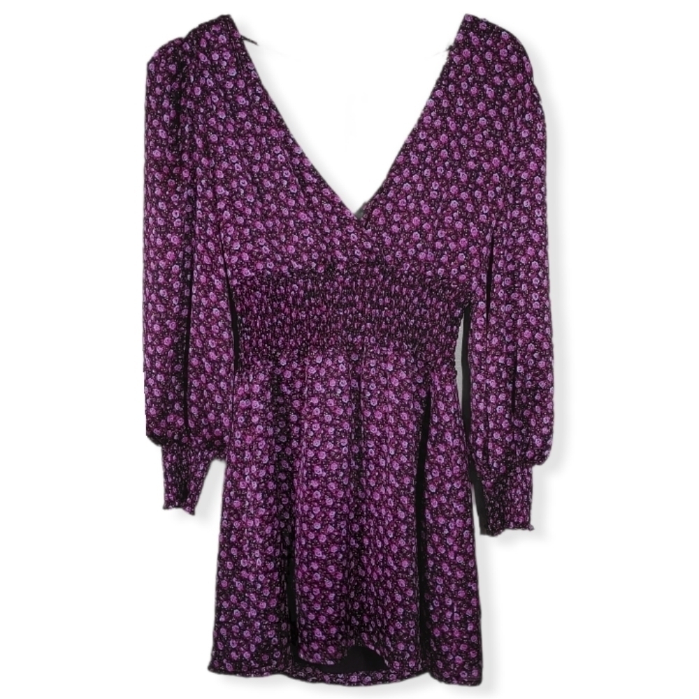 Leyden Dark Floral Drape Back Mini Dress Size XS